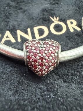 Authentic Pandora Retired Pave Heart Charm S925 ALE 791052CZR